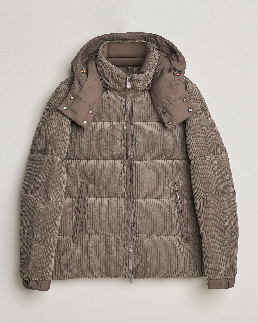 Herre | Jakker | Save The Duck | Albus Cord Padded Puffer Jacket Mud Grey