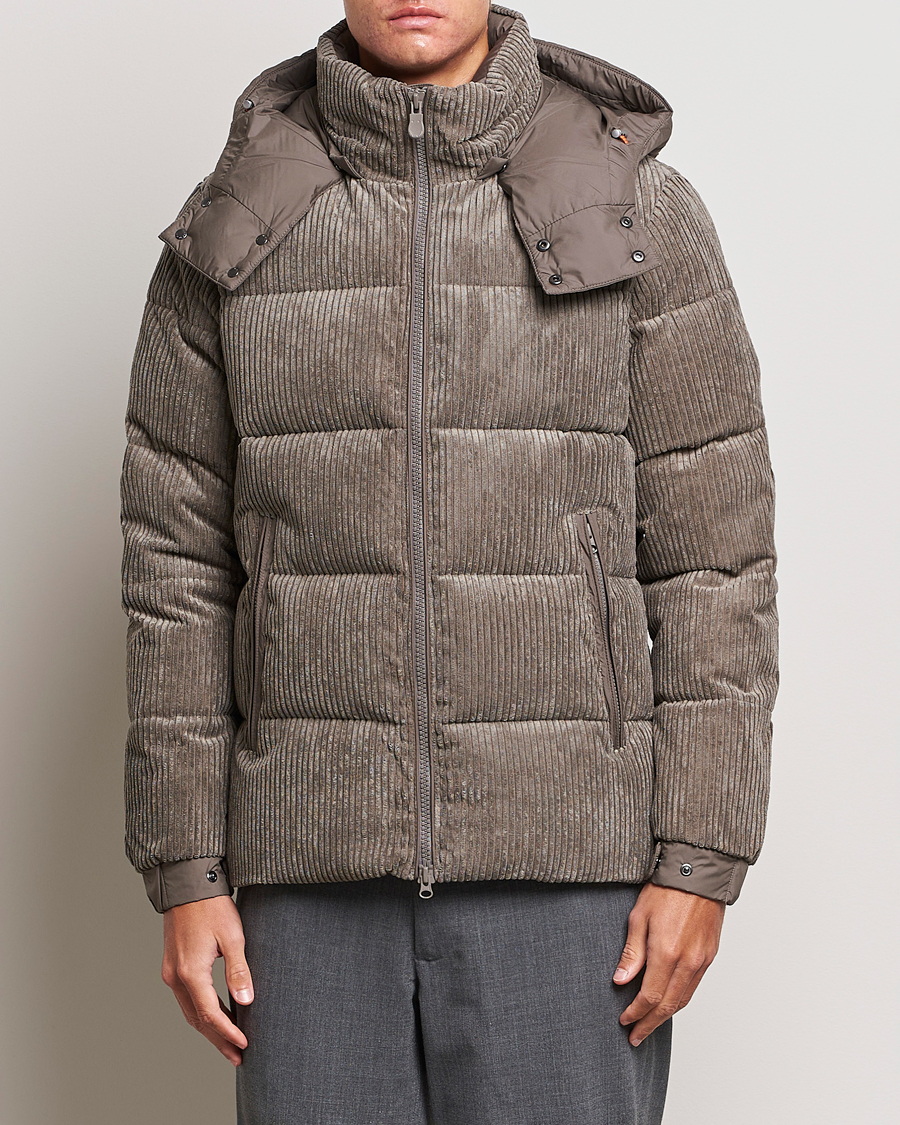 Herre | Save The Duck | Save The Duck | Albus Cord Padded Puffer Jacket Mud Grey