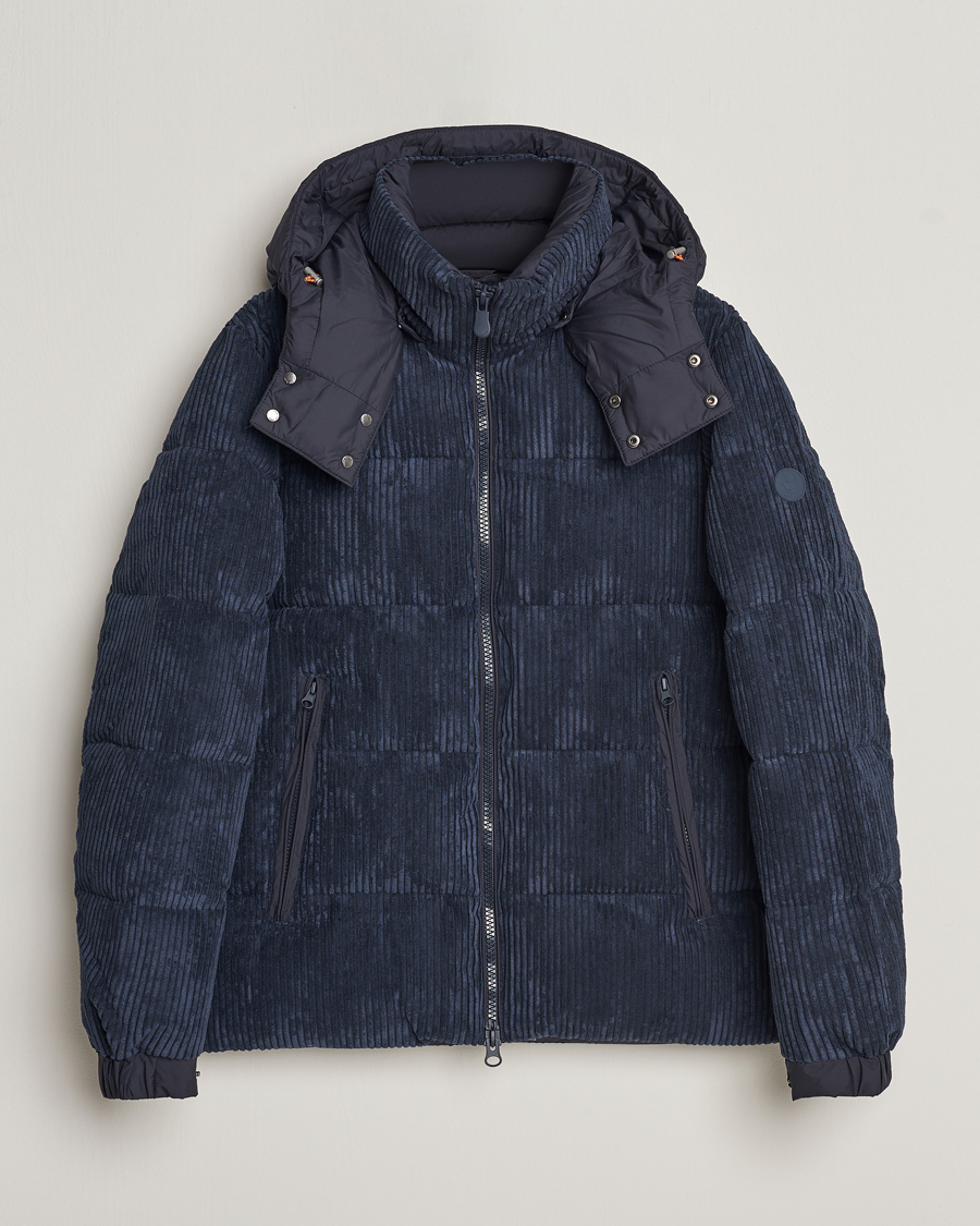 Herre | Jakker | Save The Duck | Albus Cord Padded Puffer Jacket Blue Black