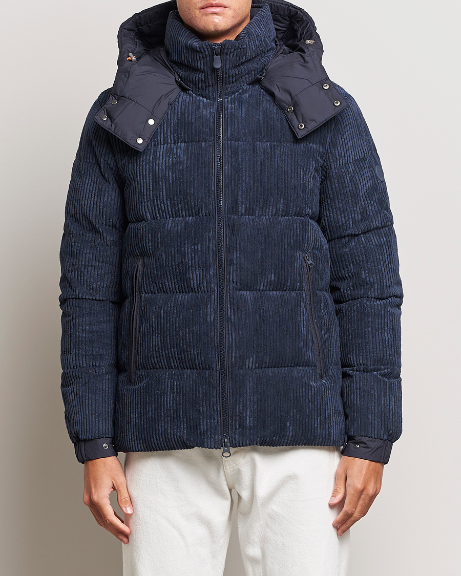 Herre | Jakker | Save The Duck | Albus Cord Padded Puffer Jacket Blue Black