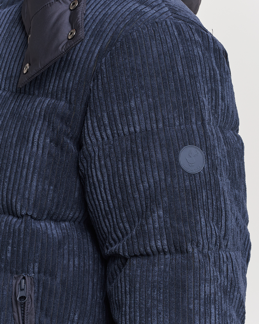 Herre | Jakker | Save The Duck | Albus Cord Padded Puffer Jacket Blue Black