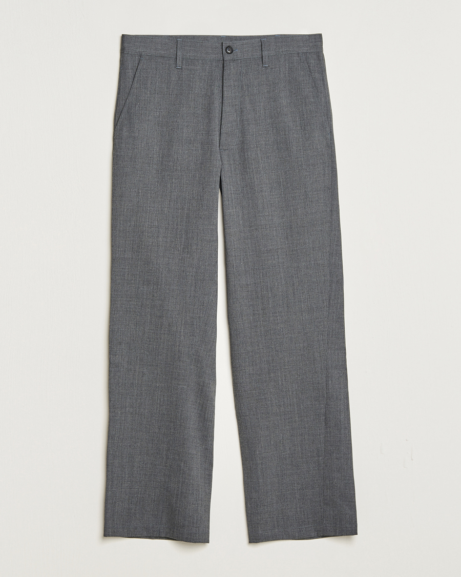 Herre |  | Sunflower | Wide Twist Wool Trousers Grey Melange