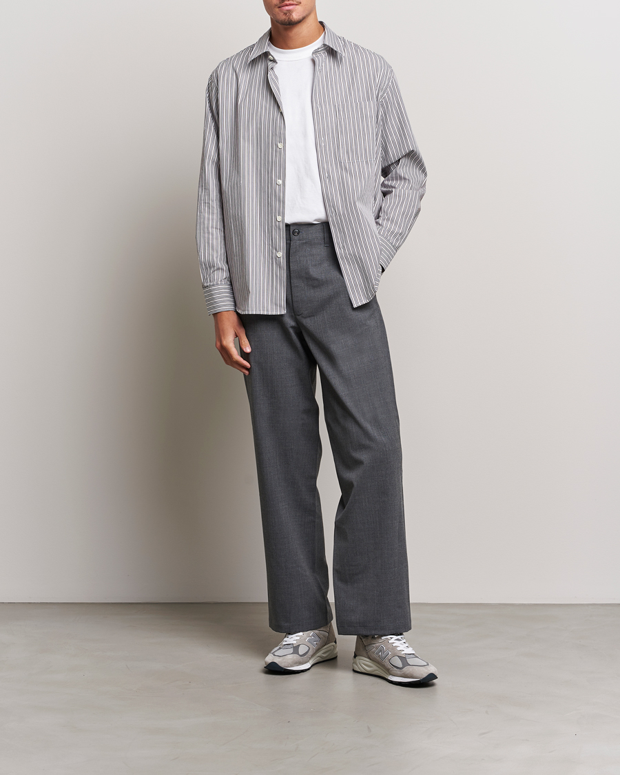 Herre | Bukser | Sunflower | Wide Twist Wool Trousers Grey Melange