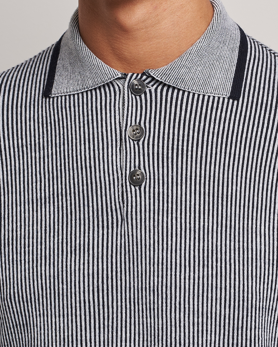 Herre | Gensere | Giorgio Armani | English Rib Knitted Polo Shirt Navy/White