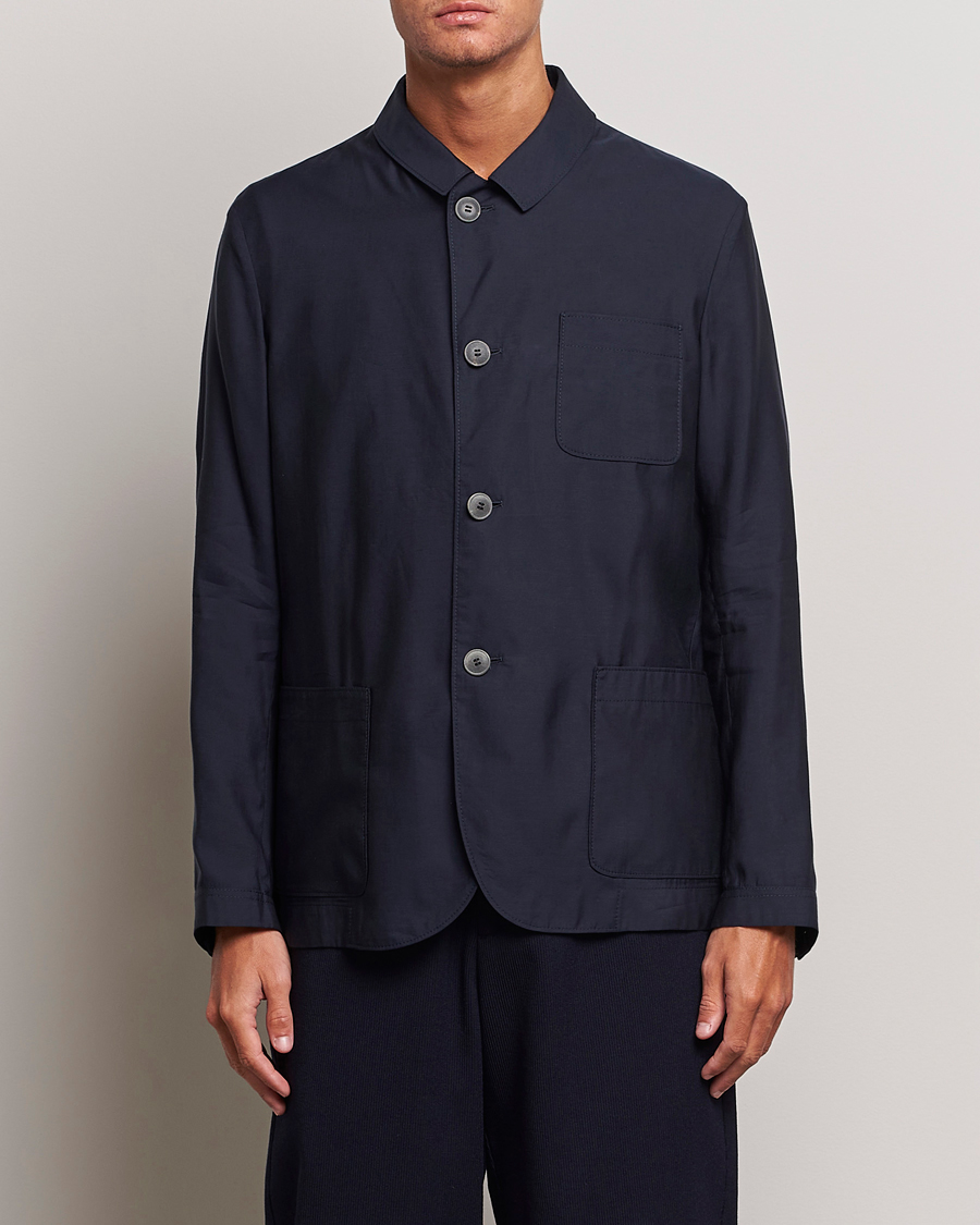 Herre | Jakker | Giorgio Armani | Lightweight Silk Blend Chore Jacket Navy