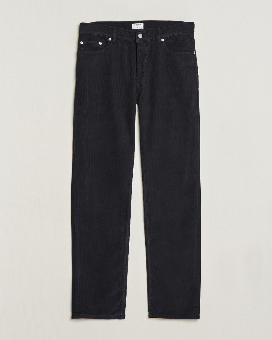 Herre | Bukser | Filippa K | Straight Fit Garment Dyed Corduroy Pants Black