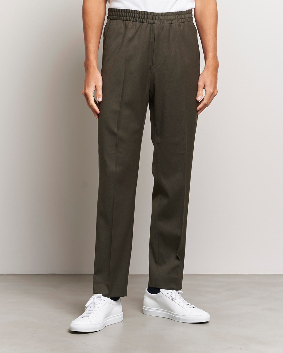 Herre | Bukser | Filippa K | Relaxed Terry Wool Trousers Dark Forest Green