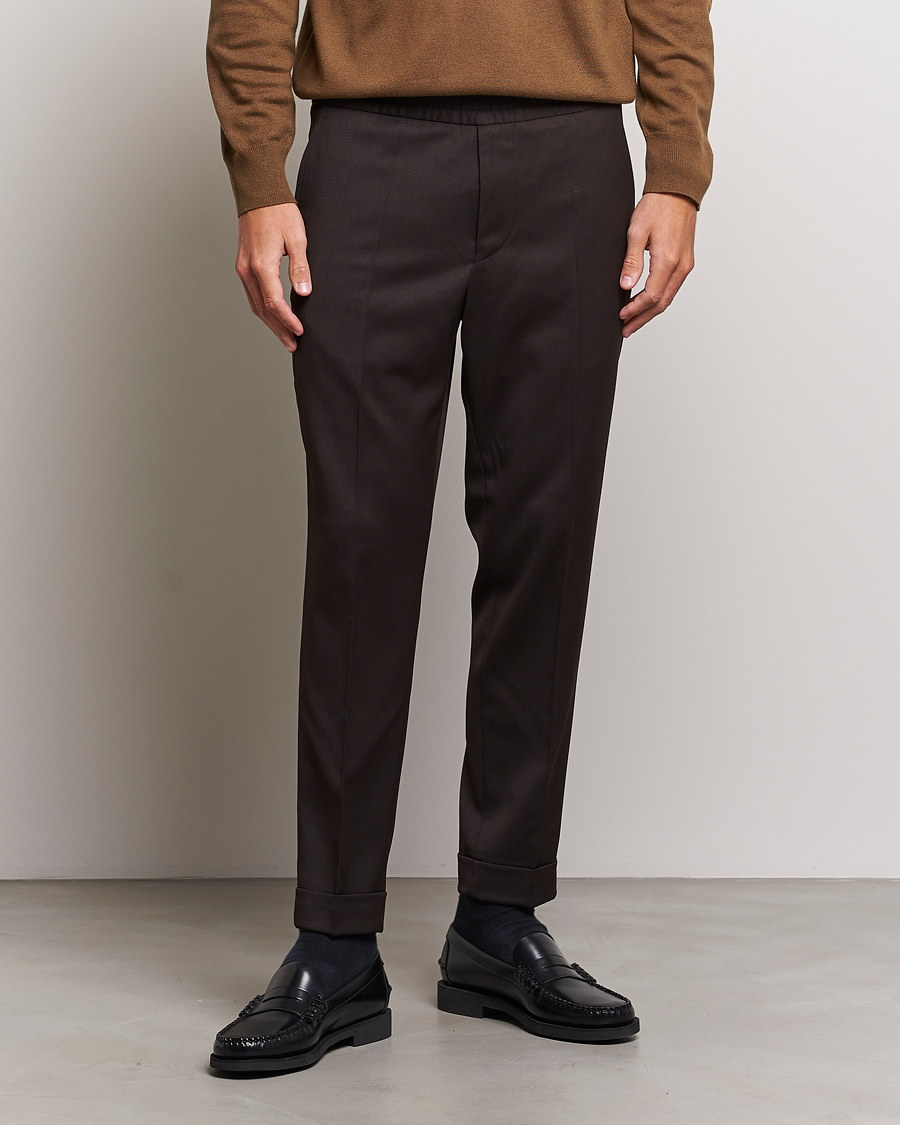 Herre | Drawstringbukser | Filippa K | Terry Wool Trousers Dark Brown