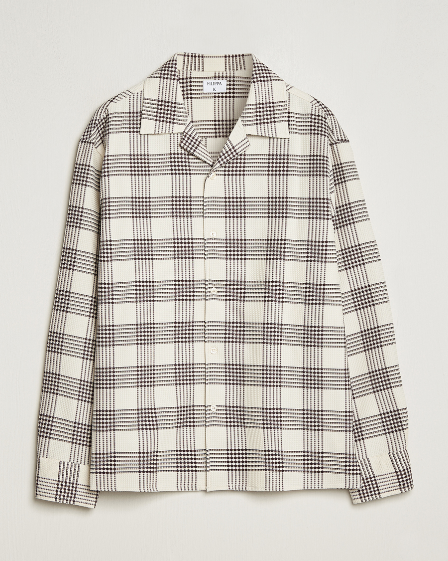 Herre | Skjorter | Filippa K | Waffle Checked Resort Shirt Dark Chocolate/White