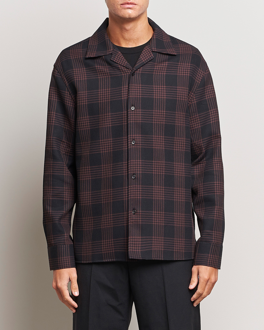 Herre | Skjorter | Filippa K | Waffle Checked Resort Shirt Dark Chocolate/Black