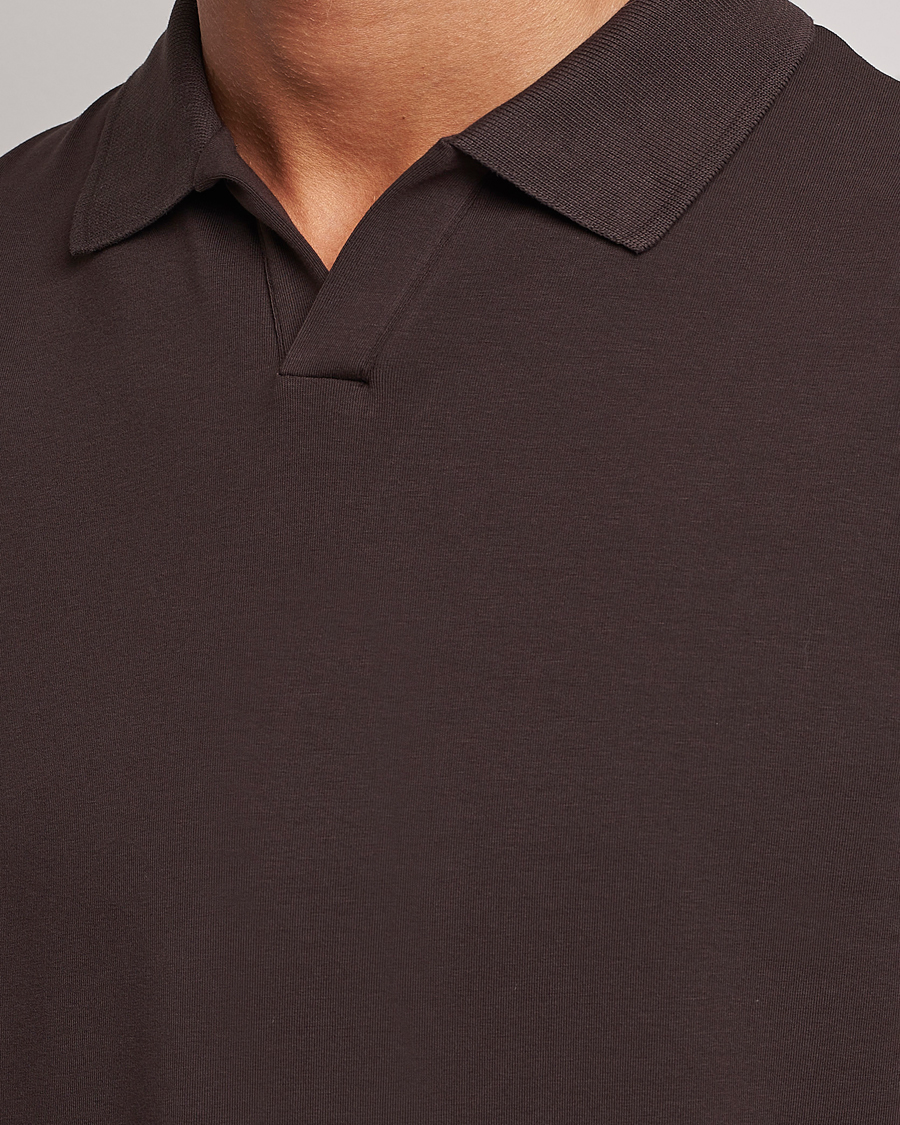 Herre | Pikéer | Filippa K | Soft Lycra Polo T-Shirt Dark Chocolate