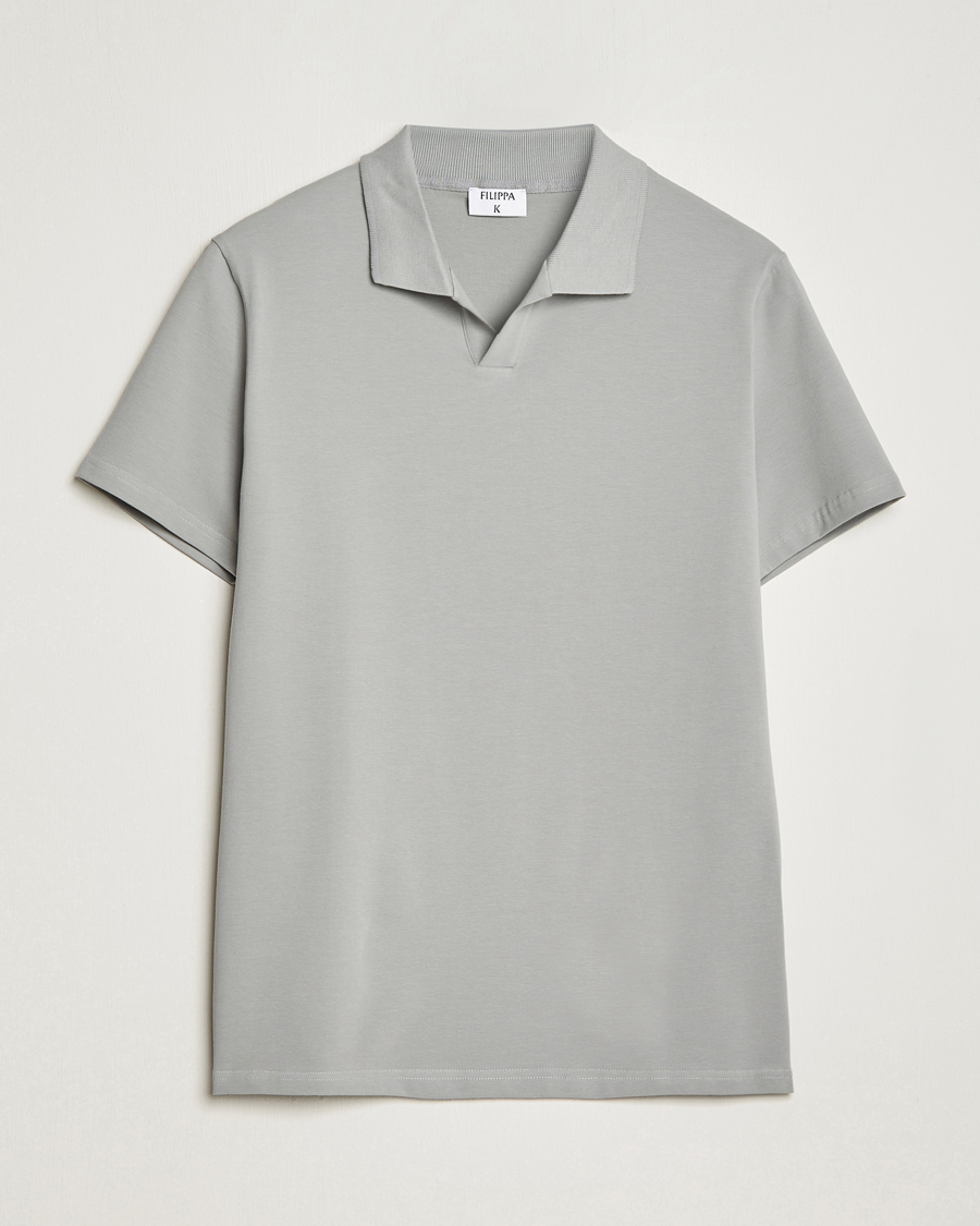 Herre | Pikéer | Filippa K | Soft Lycra Polo T-Shirt Feather Grey