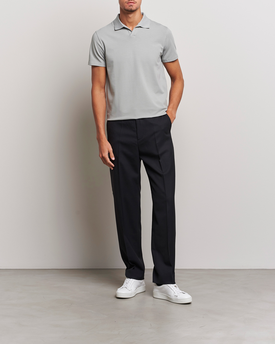 Herre | Pikéer | Filippa K | Soft Lycra Polo T-Shirt Feather Grey