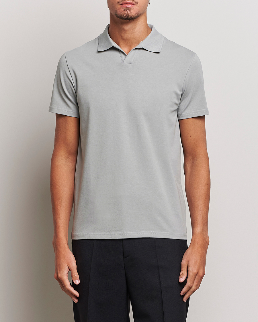Herre | Pikéer | Filippa K | Soft Lycra Polo T-Shirt Feather Grey
