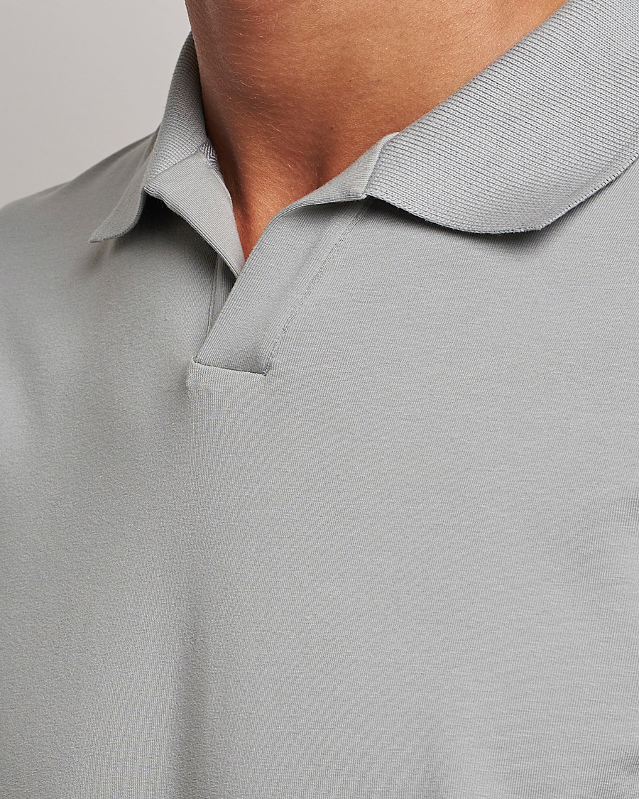 Herre | Pikéer | Filippa K | Soft Lycra Polo T-Shirt Feather Grey