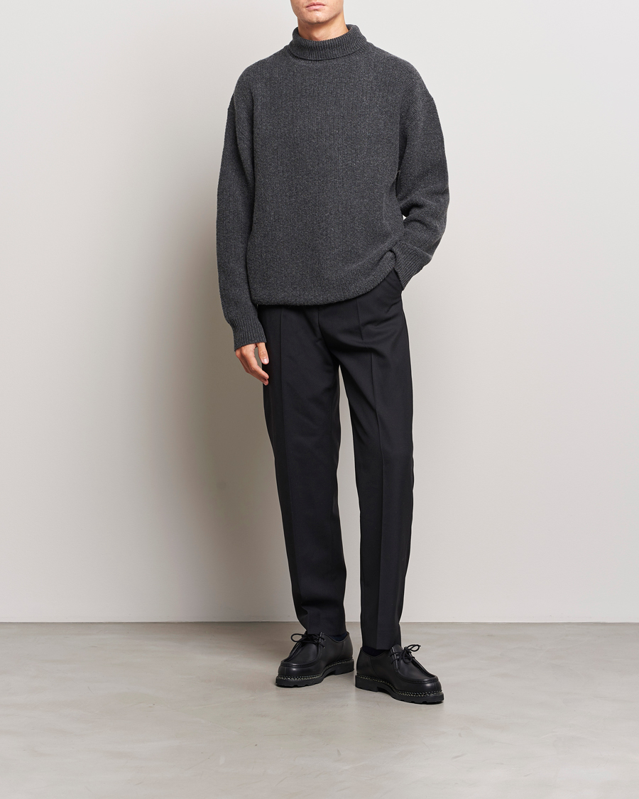 Herre | Gensere | Filippa K | Wool Structured Polo Anthracite Melange