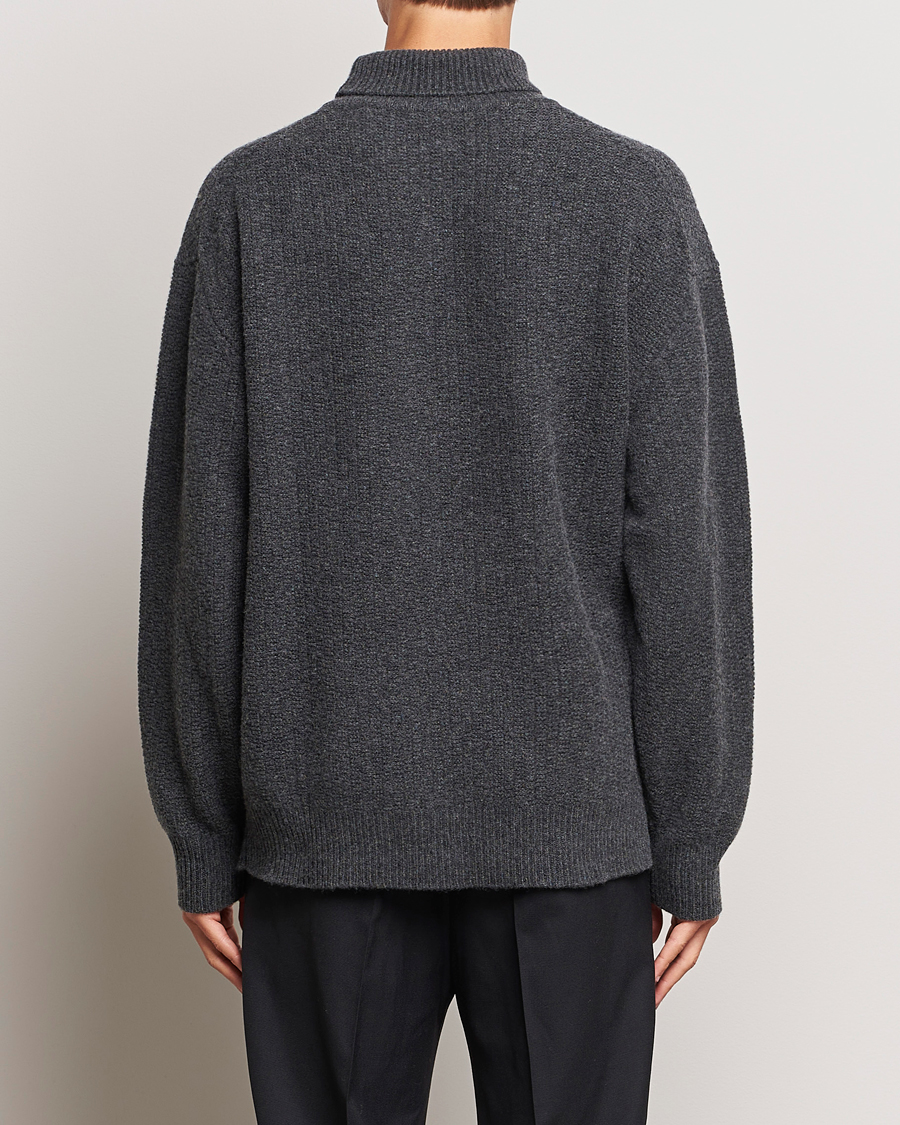 Herre | Gensere | Filippa K | Wool Structured Polo Anthracite Melange