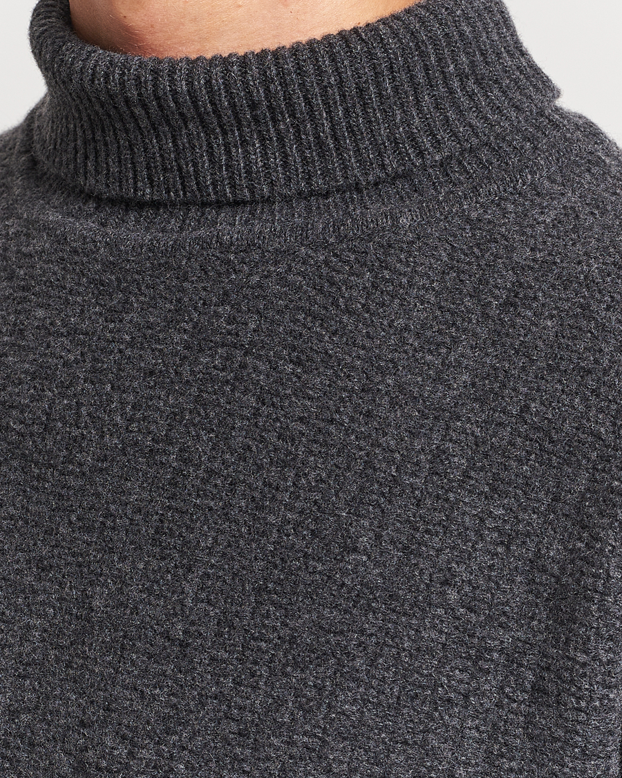 Herre | Gensere | Filippa K | Wool Structured Polo Anthracite Melange