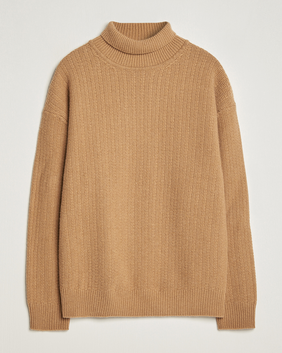 Herre | Gensere | Filippa K | Wool Structured Polo Camel