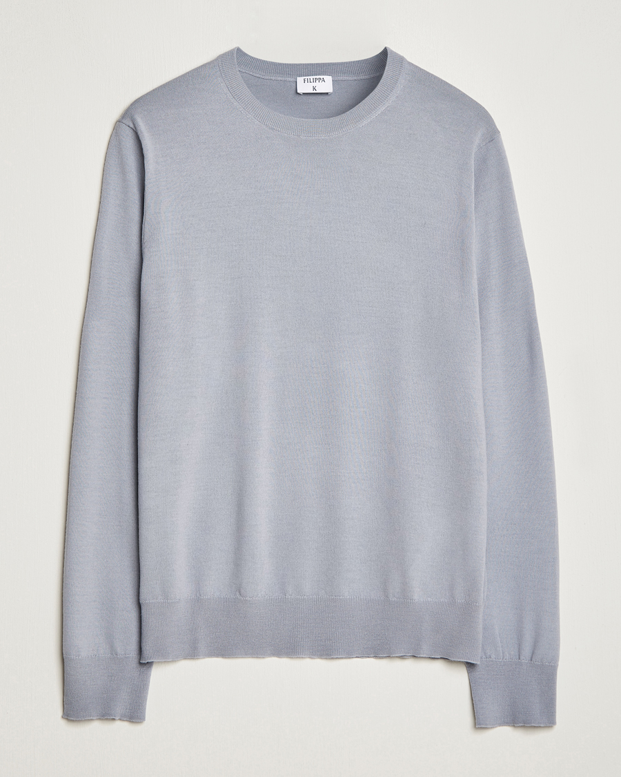 Herre | Gensere | Filippa K | Merino Round Neck Sweater Fog Blue