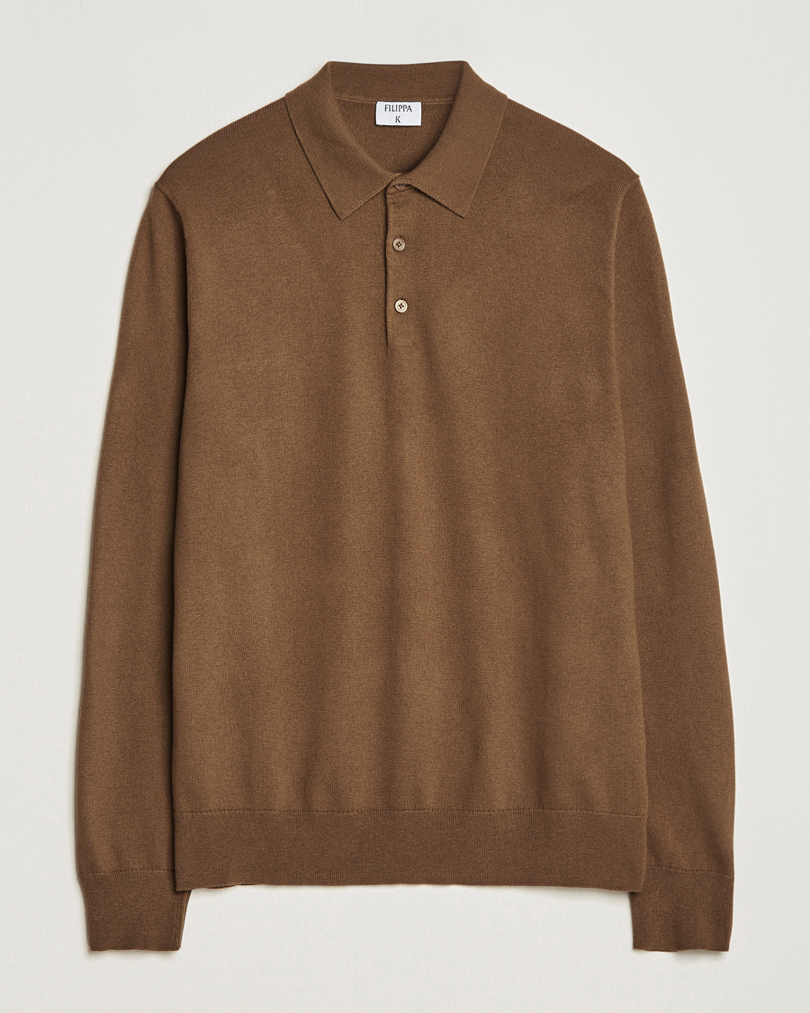 Herre | Gensere | Filippa K | Knitted Polo Shirt Bronze Green