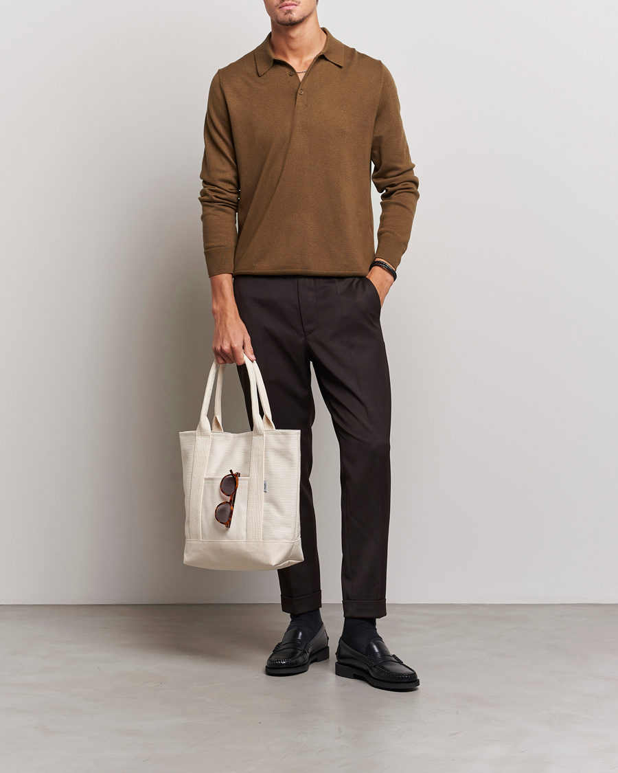 Herre | Gensere | Filippa K | Knitted Polo Shirt Bronze Green