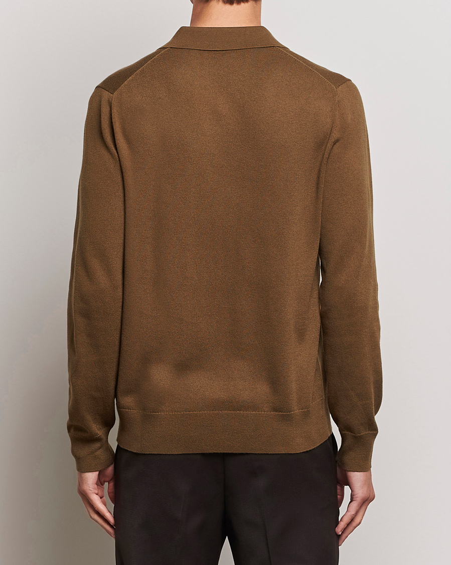 Herre | Gensere | Filippa K | Knitted Polo Shirt Bronze Green