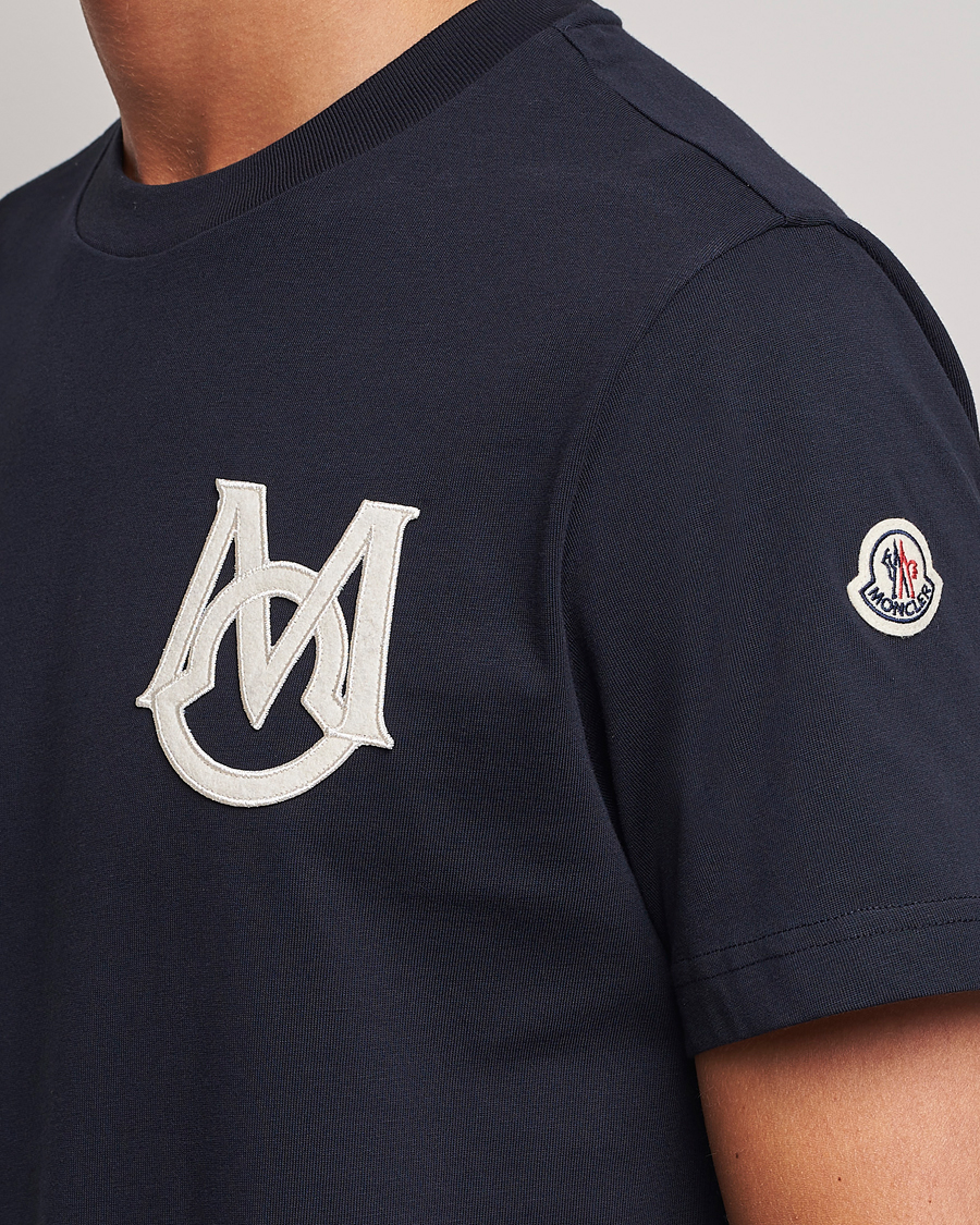 Herre | T-Shirts | Moncler | Embossed Logo T-Shirt Navy