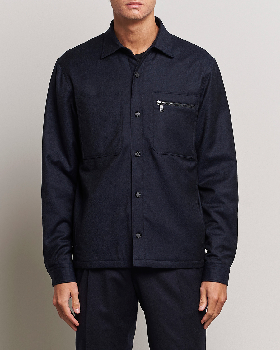 Herre | Jakker | Zegna | Techmerino Flannel Shirt Jacket Navy