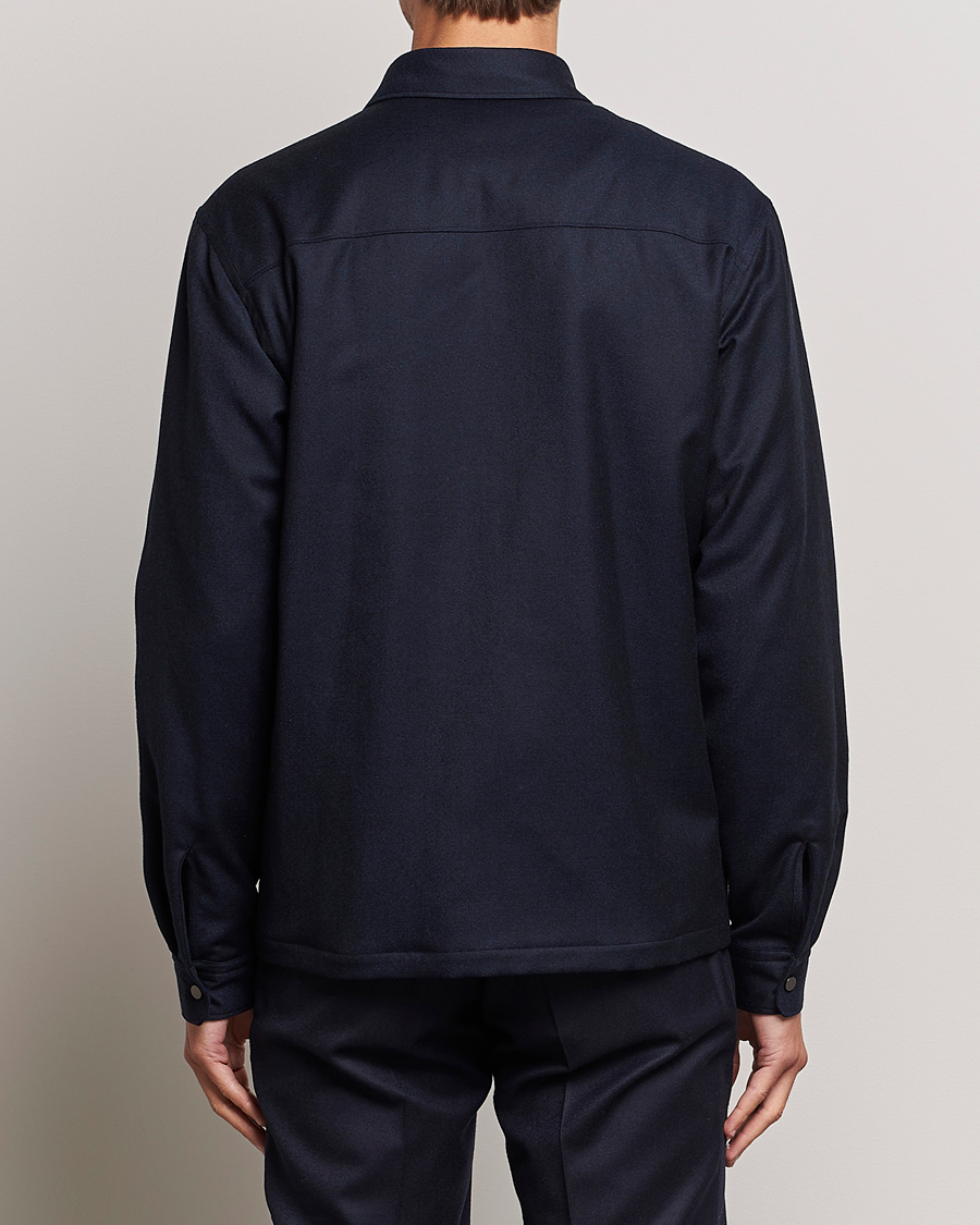 Herre | Jakker | Zegna | Techmerino Flannel Shirt Jacket Navy