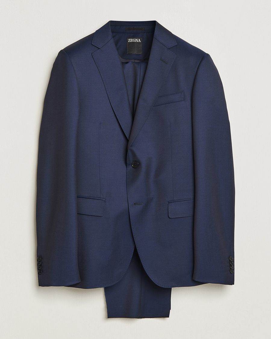 Herre | Dresser | Zegna | Tailored Wool Suit Dark Blue