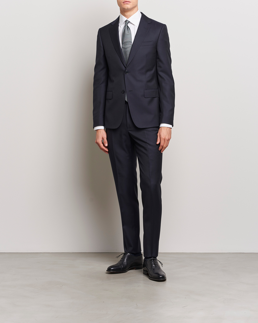 Herre | Dresser | Zegna | Tailored Tonal Stripe Wool Suit Navy
