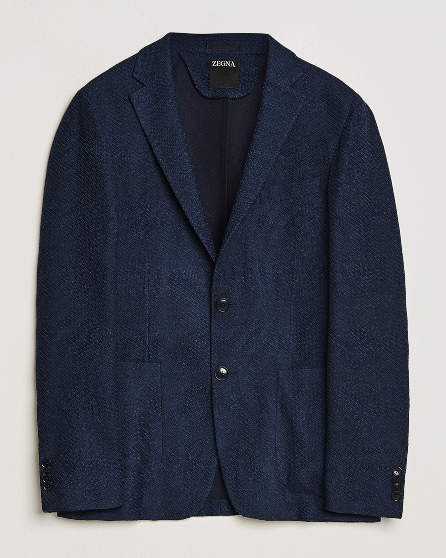 Herre | Dressjakker | Zegna | Unconstructed Structured Wool Blazer Navy