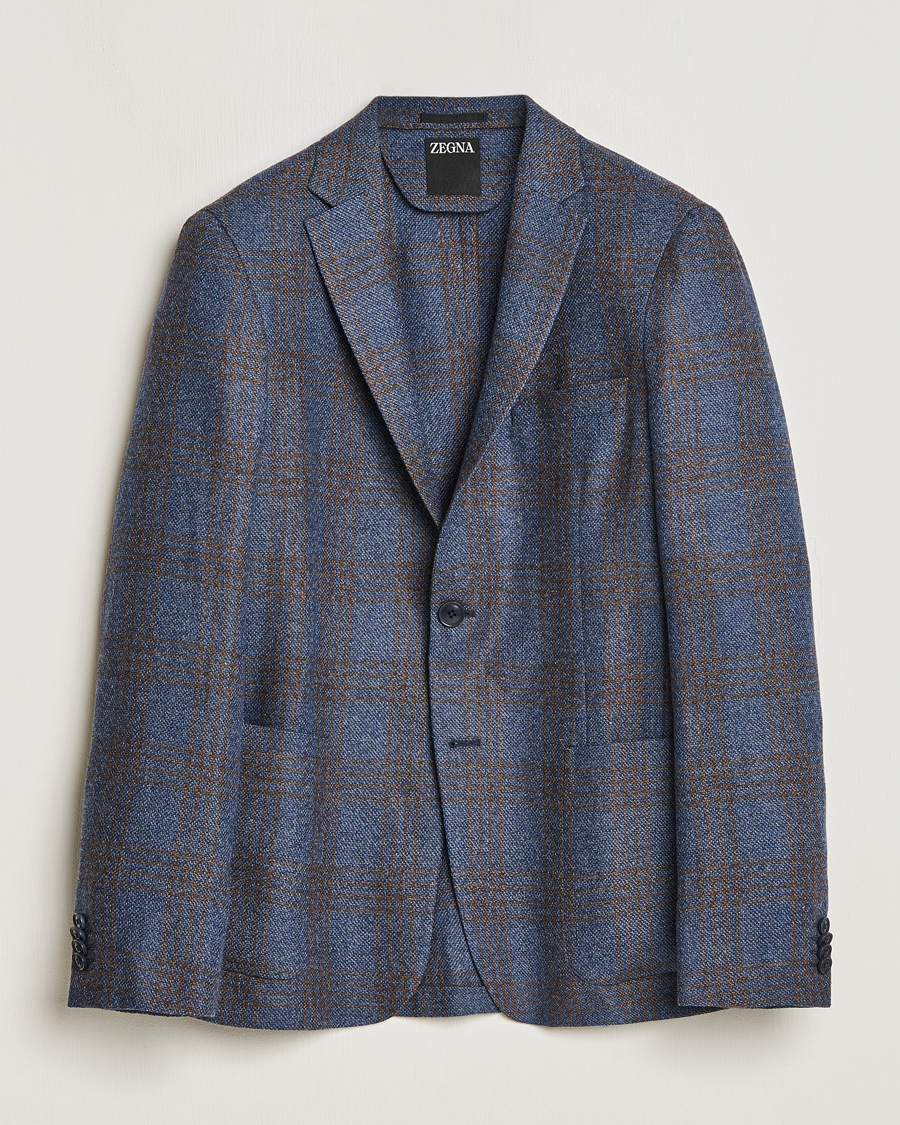 Herre | Dressjakker | Zegna | Unconstructed Check Wool Blazer Navy