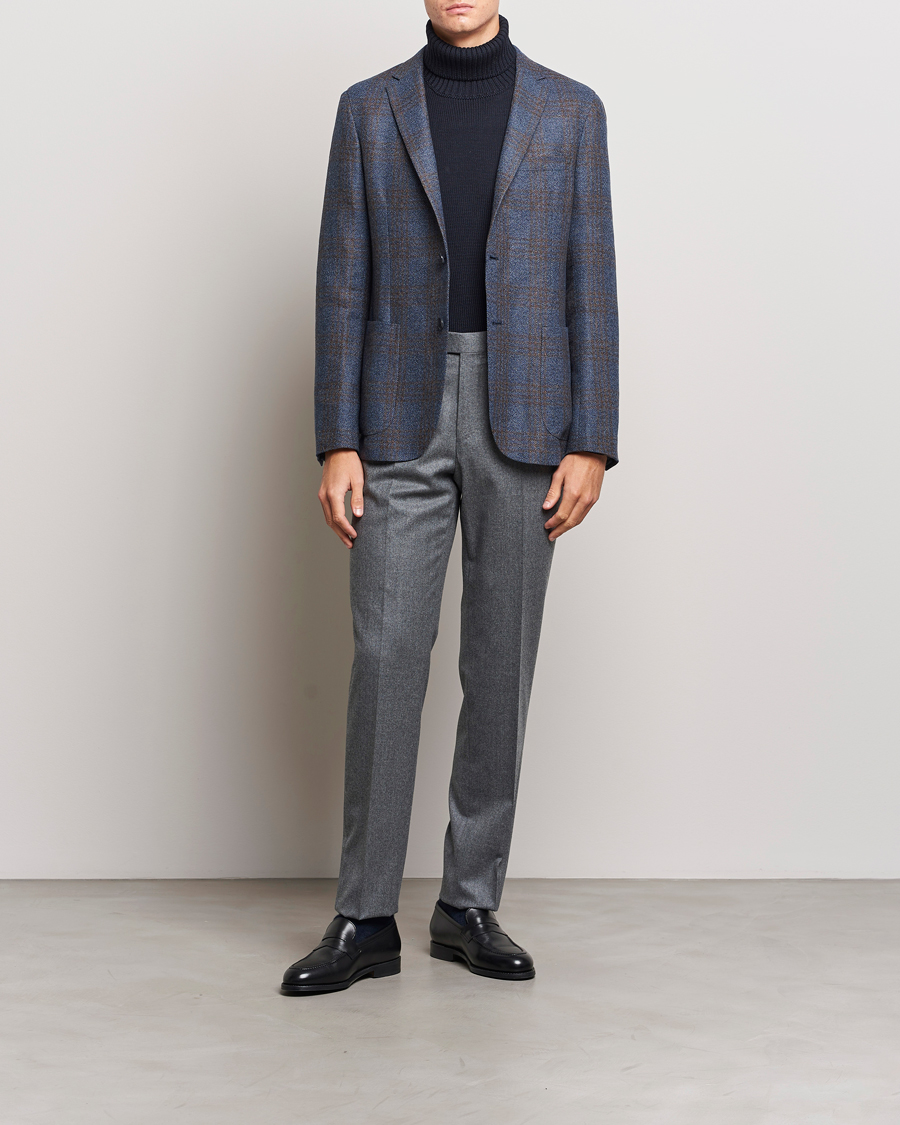 Herre | Dressjakker | Zegna | Unconstructed Check Wool Blazer Navy