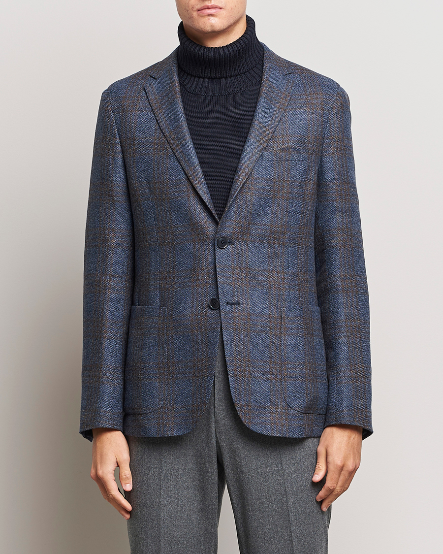 Herre | Dressjakker | Zegna | Unconstructed Check Wool Blazer Navy
