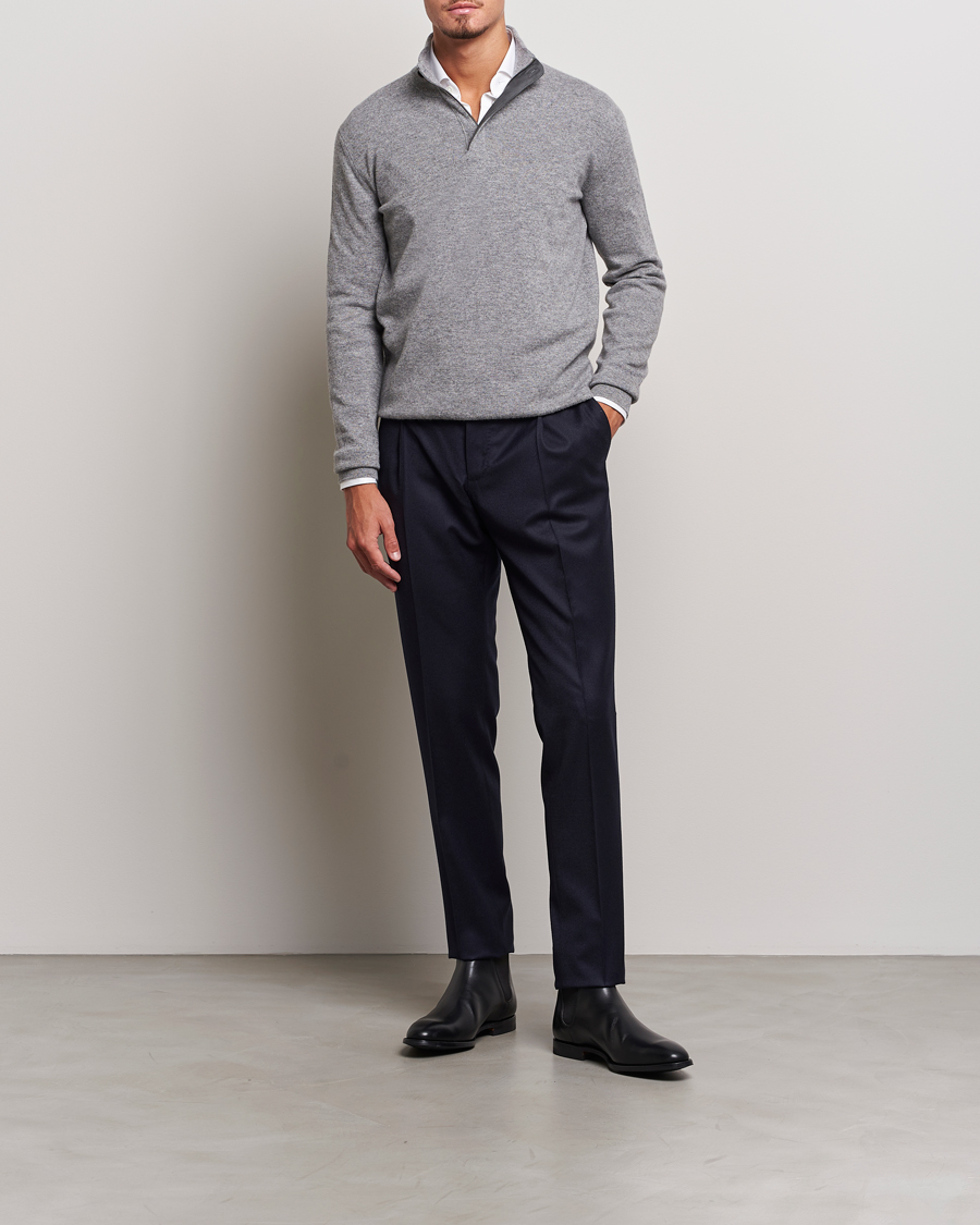 Herre | Gensere | Zegna | Oasi Cashmere Half Zip Grey Melange