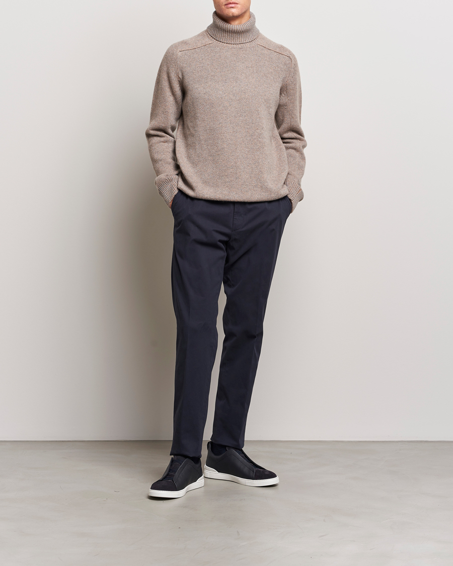Herre | Gensere | Zegna | 5 Gauge Cashmere Rollneck Beige Melange