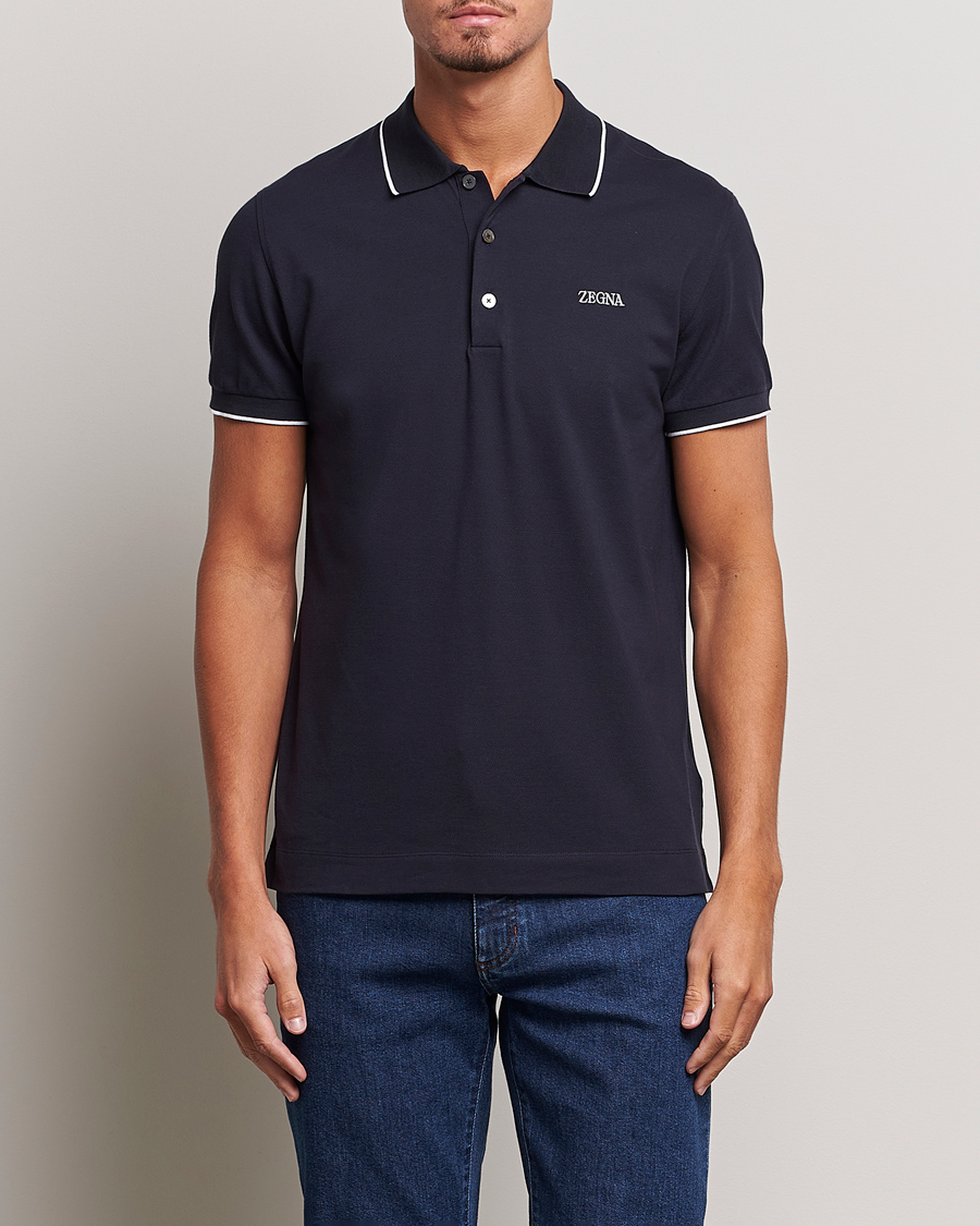 Herre | Pikéer | Zegna | Short Sleeve Cotton Piquet Navy