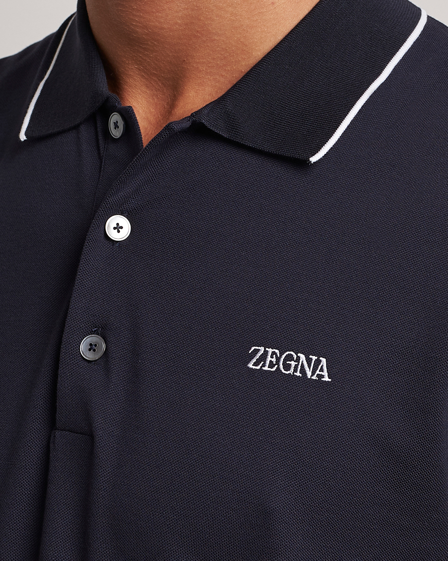 Herre | Pikéer | Zegna | Short Sleeve Cotton Piquet Navy