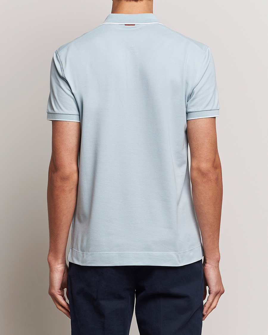 Herre | Pikéer | Zegna | Short Sleeve Cotton Piquet Light Blue