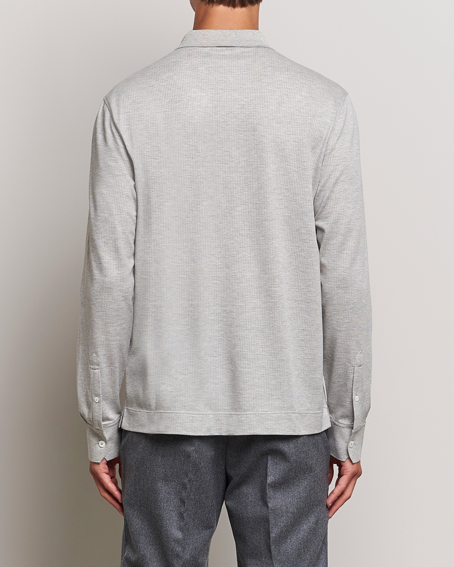 Herre | Pikéer | Zegna | Cotton/Silk Long Sleeve Polo Light Grey