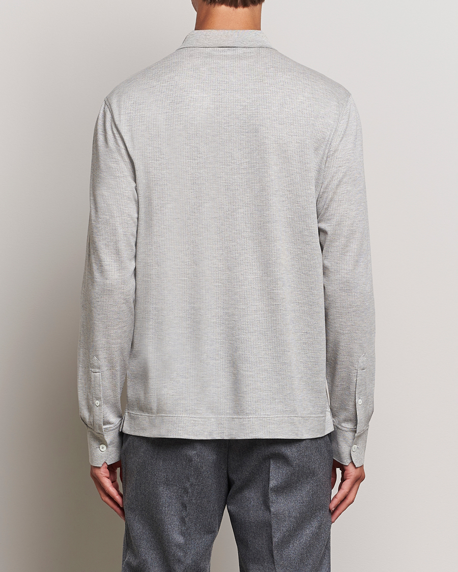 Herre | Gensere | Zegna | Cotton/Silk Long Sleeve Polo Light Grey
