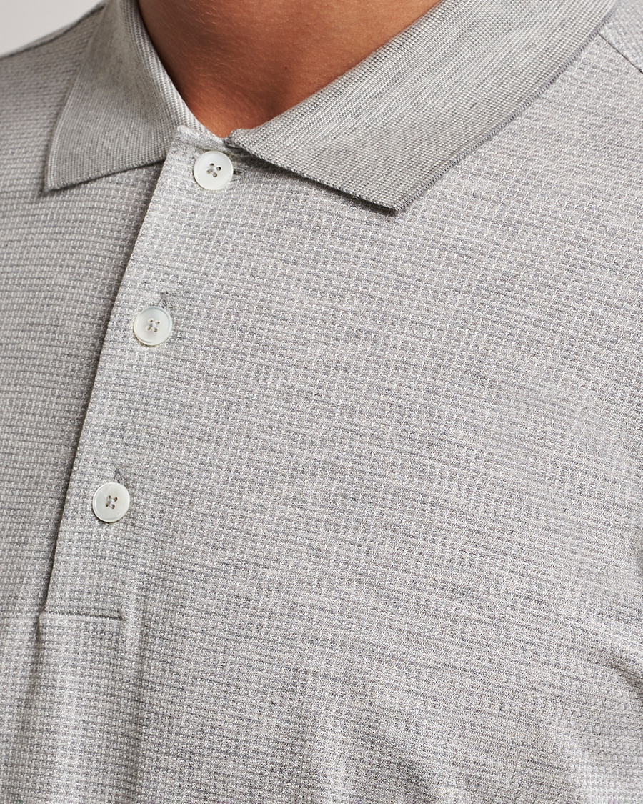 Herre | Gensere | Zegna | Cotton/Silk Long Sleeve Polo Light Grey