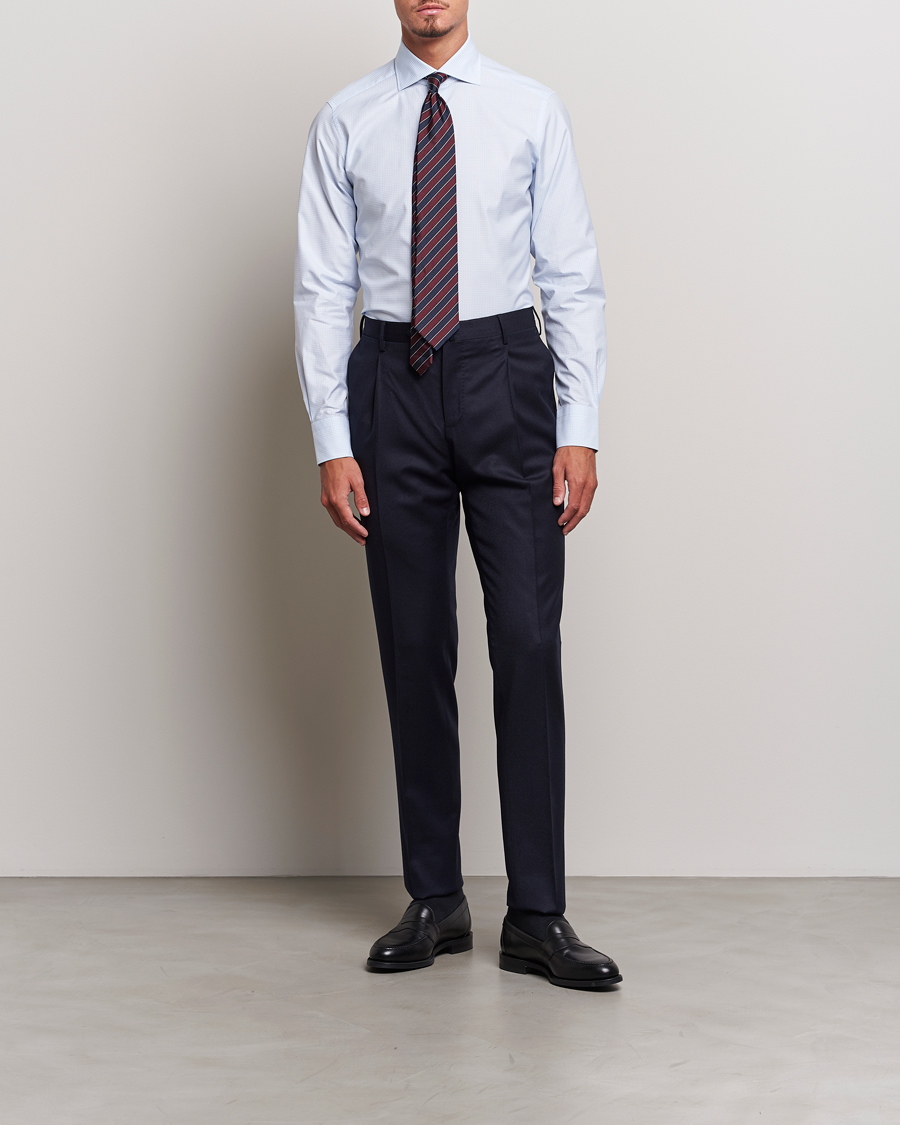 Herre | Skjorter | Zegna | Slim Fit Check Dress Shirt Light Blue