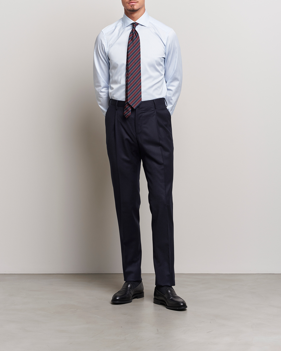 Herre | Skjorter | Zegna | Slim Fit Striped Dress Shirt Light Blue