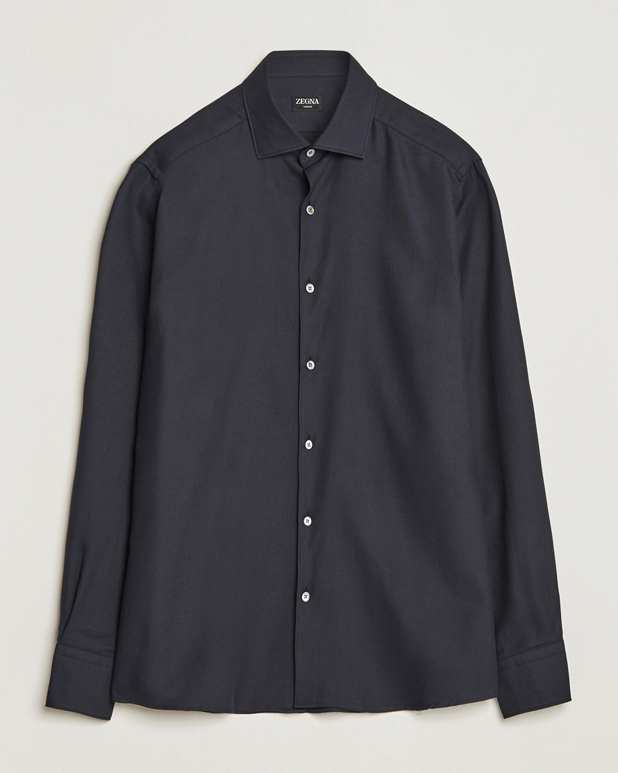 Herre | Skjorter | Zegna | Cotton/Cashmere Casual Shirt Navy