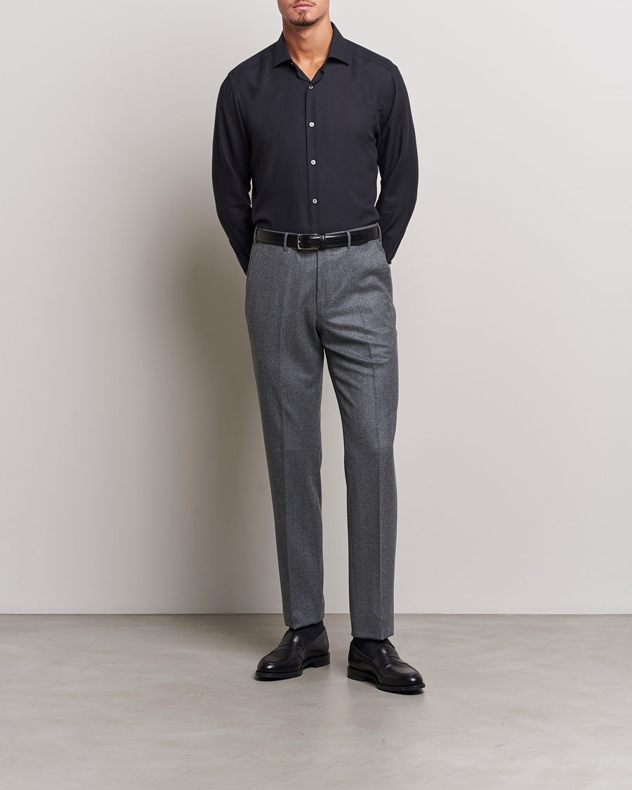 Herre | Skjorter | Zegna | Cotton/Cashmere Casual Shirt Navy