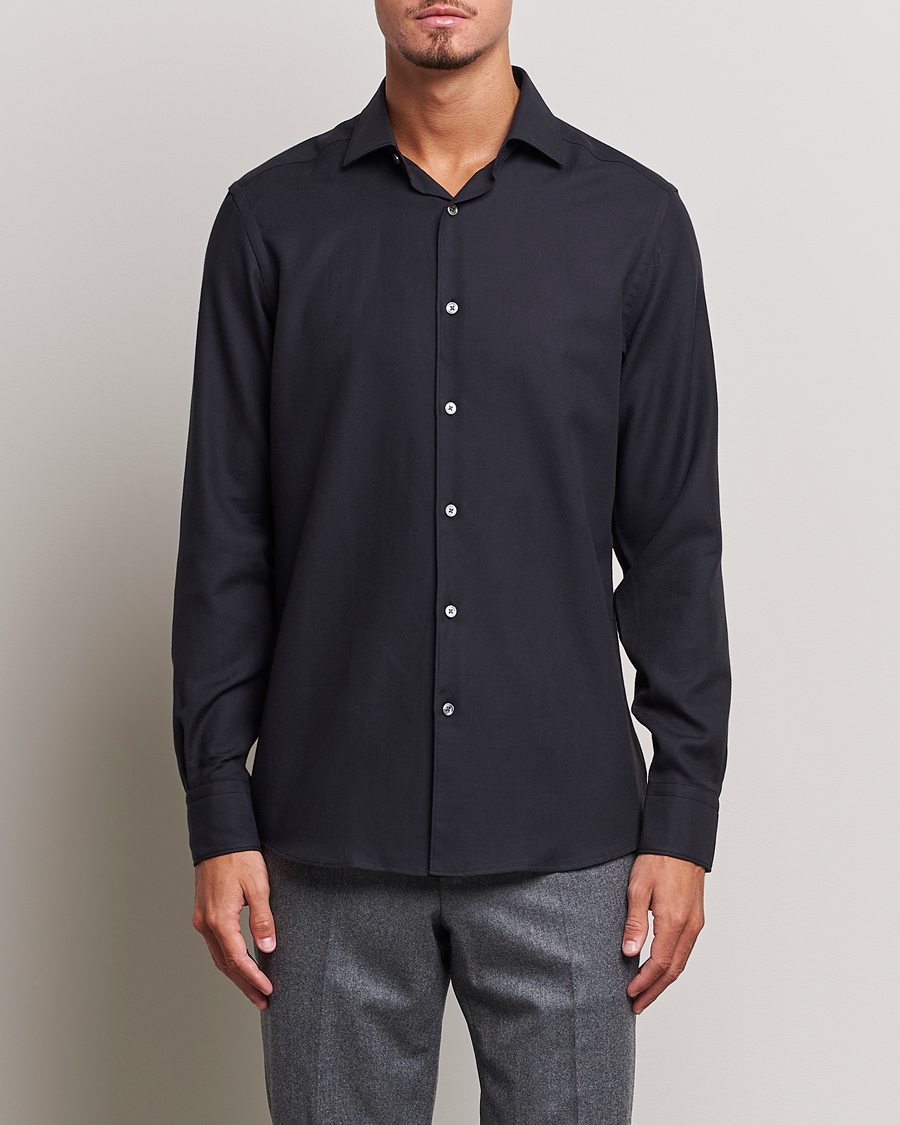 Herre |  | Zegna | Cotton/Cashmere Casual Shirt Navy