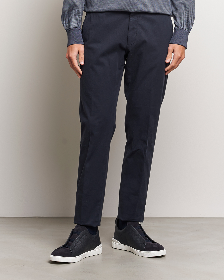 Herre | Italian Department | Zegna | Soft Cotton Chinos Navy